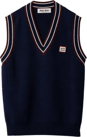 Miu Miu Canotta con bordo a righe - Blu