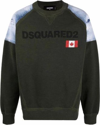 Dsquared2 Militair Groene Katoenen Sweatshirt - Heren - Sweatshirts - Groen - XL - Katoen - Hoodies & sweatvesten