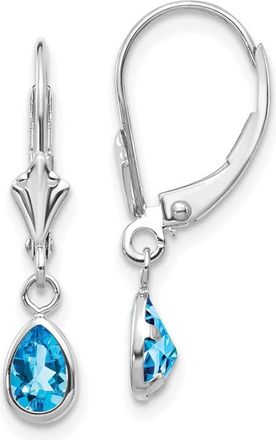 Diamond2Deal 14k White Gold 6x4mm Blue Topaz/December Earrings