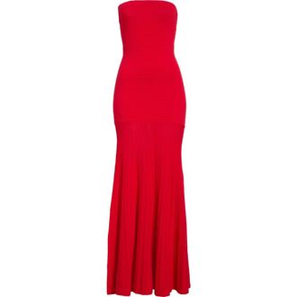 Line & Dot Arlo Strapless Stretch Cotton Tube Dress in Red at Nordstrom, Size X-Small Regular