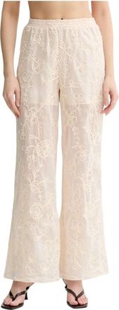 Twinset Wijde broek - Dames - Wijde Broeken - Beige - M - Katoen - Broeken