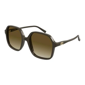Valentino Sunglasses, female, Brown, Size: 56 MM Rectangular Acetate Sunglasses