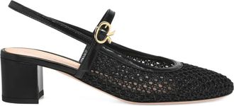 Gianvito Rossi Francoise buckle-strap heeled pumps - women - Fabric/Nappa Leather/Nappa Leather - 36.5 - Black