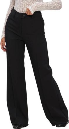 Co'Couture Broeken, Dames, Zwart, XS, Leer, Volacc New Wide Pant
