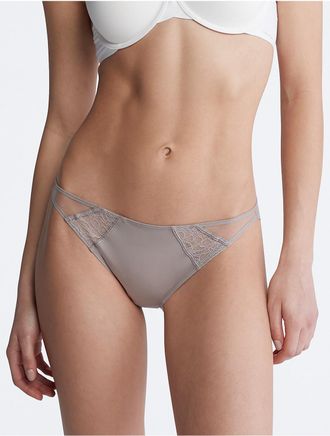Calvin Klein Womens CK Black Graphic Lace Bikini - Grey - XS