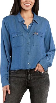 BILLY T Darling Embroidered Denim Shirt in Blue Haze at Nordstrom, Size X-Large