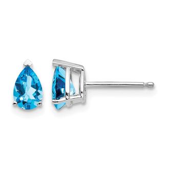 Diamond2Deal 14k White Gold 6x4mm Pear Blue Topaz Earrings
