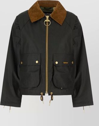 Barbour cotton jacket adjustable cuffs corduroy collar
