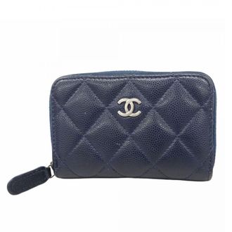 Chanel Navy Grained Calfskin Coin Purse/Coin Case (Pre-Owned)
