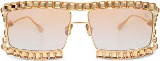 Anna-Karin Karlsson Occhiali da sole squadrati con cristalli - Oro