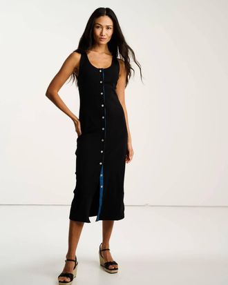 Lisa Todd Pima Cotton Rib Midi Dress In Black