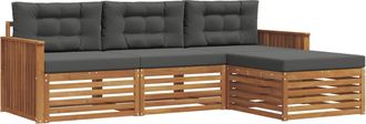 vidaXL Conjunto De Sof&aacute;s De Exterior 4 Uds. Natural Y Antracita Vidaxl