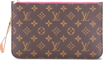 Louis Vuitton Pouch Neverfull Pochette grande in tela con monogramma - Marrone