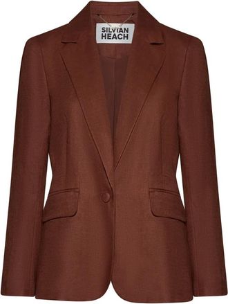 Silvian Heach Giacca con revers classici e linee essenziali - Dames - Blazers - Bruin - M - Leer - Jassen