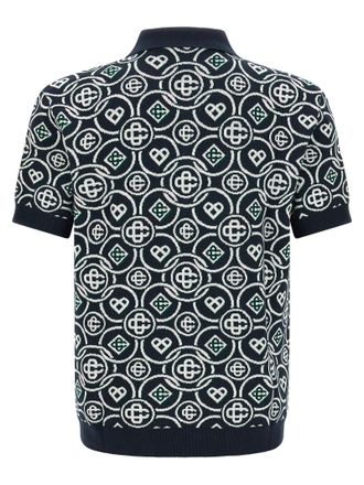 Casablanca Monogram Jacquard Polo Shirt - Navy