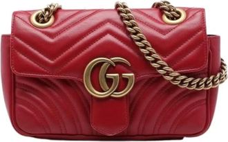 Gucci Pre-owned Vintage Quilted Shoulder Bag - Dames - Vintage Schoudertas - Rood - ONE Size - Leer - Vintage