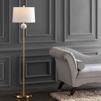Jonathan Y Designs Vaughn Modern Metal/Resin LED Floor Lamp in Brass Gold/white at Nordstrom