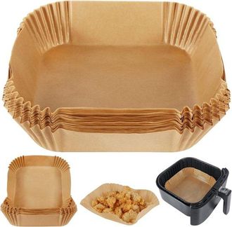 OEM Fogli Di Carta Da Forno Per Friggitrice Ad Aria, 50 Pezzi Quadrati Monouso, Carta Antigrasso, Adatti Per Friggitrici Cosori, Ninja, Tefal, Russell Hob