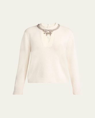 Valentino Garavani Embroidered Bow Crewneck Sweater