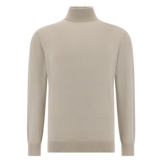 Boggi Milano Truien & Vesten, Heren, Beige, XL, Wol, Merino wol polokraag trui