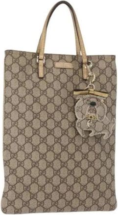 Gucci Pre-owned Tote Bags, female, Beige, Size: ONE SIZE Pre-owned Canvas Tote Bag