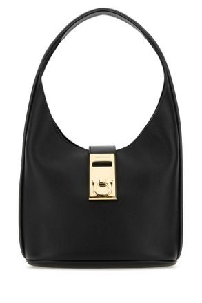 Ferragamo Black Leather Medium Hobo Handbag