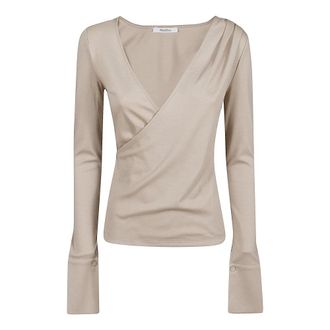 Max Mara Blouses, female, Beige, Size: S Mxpadagio Scollo V Jersey