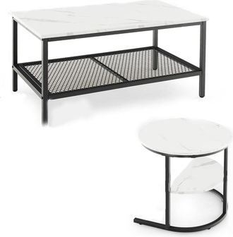 Giantex Conjunto de 2 mesas de centro blancas de 46x80x41cm