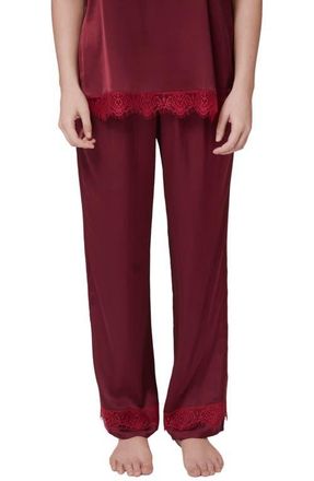 Simone P&eacute;r&egrave;le Satin Secrets Lounge Pants in Spinel Red at Nordstrom, Size Small
