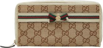 Gucci Beige Multi-Color Canvas Leather Long Wallet (Bi-Fold) (Pre-Owned)
