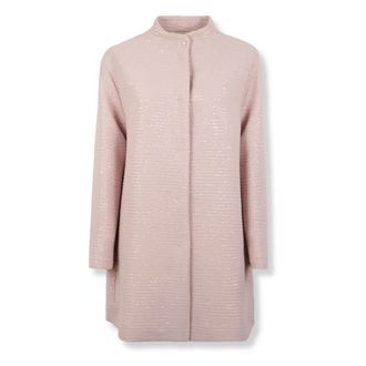 Herno Coat in Veiled Sequins - female - Herno - Single-Breasted Coats - Pink - M - Coats