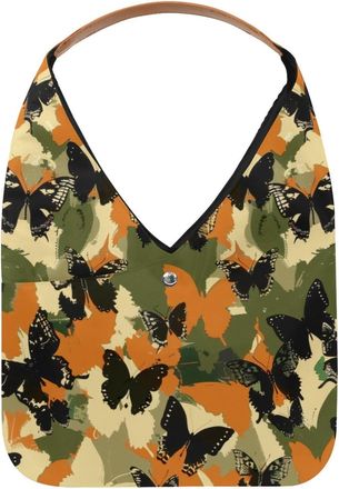 Generic Camouflage Butterfly Pattern Reusable Lightweight Grocery Bags - Foldable Into Compact Pouch, Washable & Sturdy, Multipurpose for Shopping and Travel