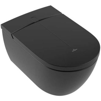 Villeroy & Boch Viclean-i 200 Lavabo Mural Ceramicplus Sin Reborde Con Asiento Softclose Y Directflush, Negro (v0e200r7) - Villeroy&boch
