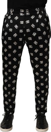 Dolce & Gabbana Mens Logo-Printed Silk Trousers Black