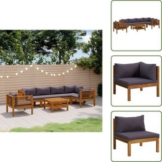 vidaXL The Living Store Set Divani da Giardino 7 pz con Cuscini in Massello di Acacia - Sedute da esterno