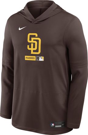 Nike San Diego Padres Authentic Collection Nike Mens Dri-FIT MLB Long-Sleeve Hooded Top in Brown | 03B920QPYP-S9Q
