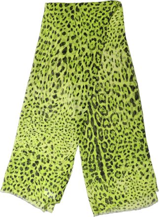 Dolce & Gabbana Leopard Print Silk Scarf - Green