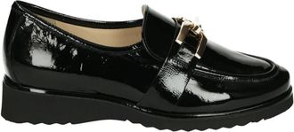 Hassia Zwarte Instappers met Uitneembaar Voetbed - Dames - Loafers - Zwart - 39 EU - Leer - Schoenen