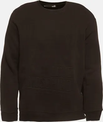Love Moschino Black Knit Embossed Logo Full Sleeve Sweatshirt