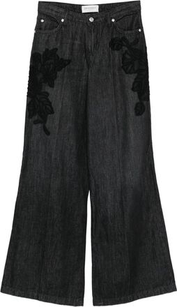 Ermanno Scervino Jeans con ricamo a fiori - Nero