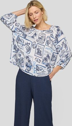 Rabe Schlupfbluse RABE, Damen, Gr. 36, pazifik, Web, Obermaterial: 100% Viskose, gemustert, bequem h&uuml;ftbedeckend, Rundhals, elastischer Bund mit Gummizug, 