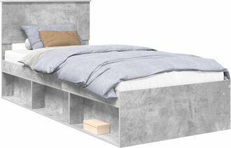 vidaXL Estructura De Cama Con Cabecera Gris Concreto 90 X 190 Cm Vidaxl