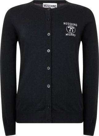 Moschino Elegante Cardigan met Knopen en Kraag - Dames - Vesten - Zwart - 2XL - Wol - Truien & Vesten