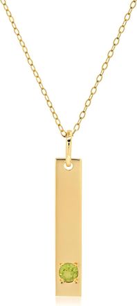 MAX + STONE 14k Yellow or White Gold Bar Pendant Necklace with 3mm Small Round Gemstone