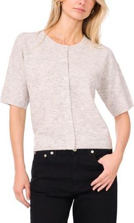 Vince Camuto Short Sleeve Cardigan in Grey Fog Heather at Nordstrom Rack, Size X-Large