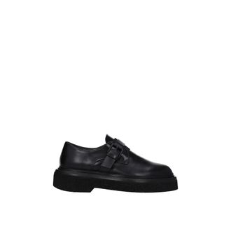 Max Mara Zwarte Leren Monkstrap Oxfords Derby - Heren - Loafers - Zwart - 35 EU - Schoenen