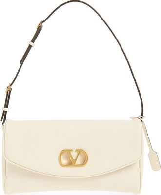 Valentino Garavani Small DeVain Leather Shoulder Bag in White at Nordstrom