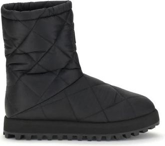 Dolce & Gabbana Gestikte Diamantpatroon Laarzen - Heren - Winterlaarzen - Zwart - 40 EU - Schoenen