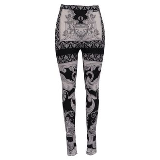 Versace Barocco-Print Leggings in Black and White Polyamide