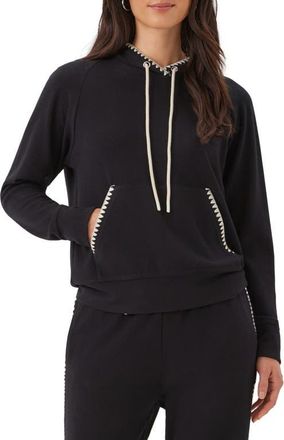 Karen Kane Edge Stitch Hoodie in Black at Nordstrom, Size X-Large